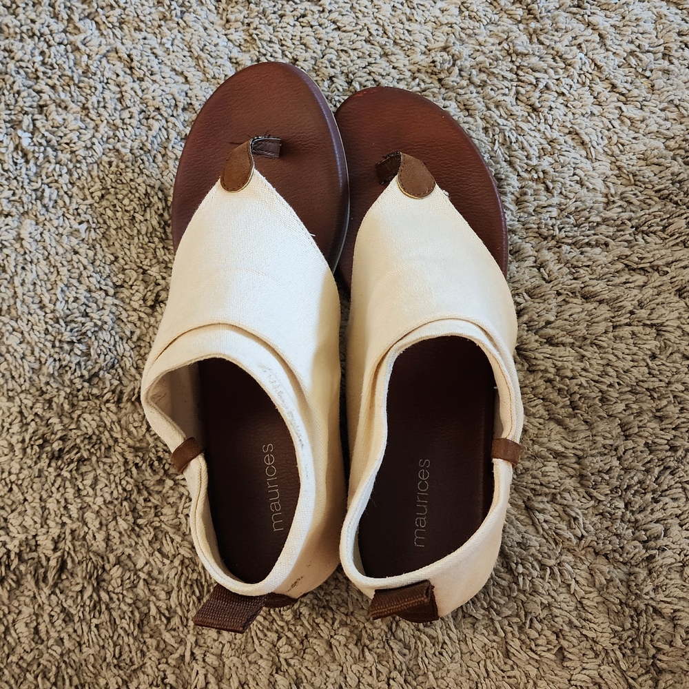 Maurices Cream and Brown Sandals